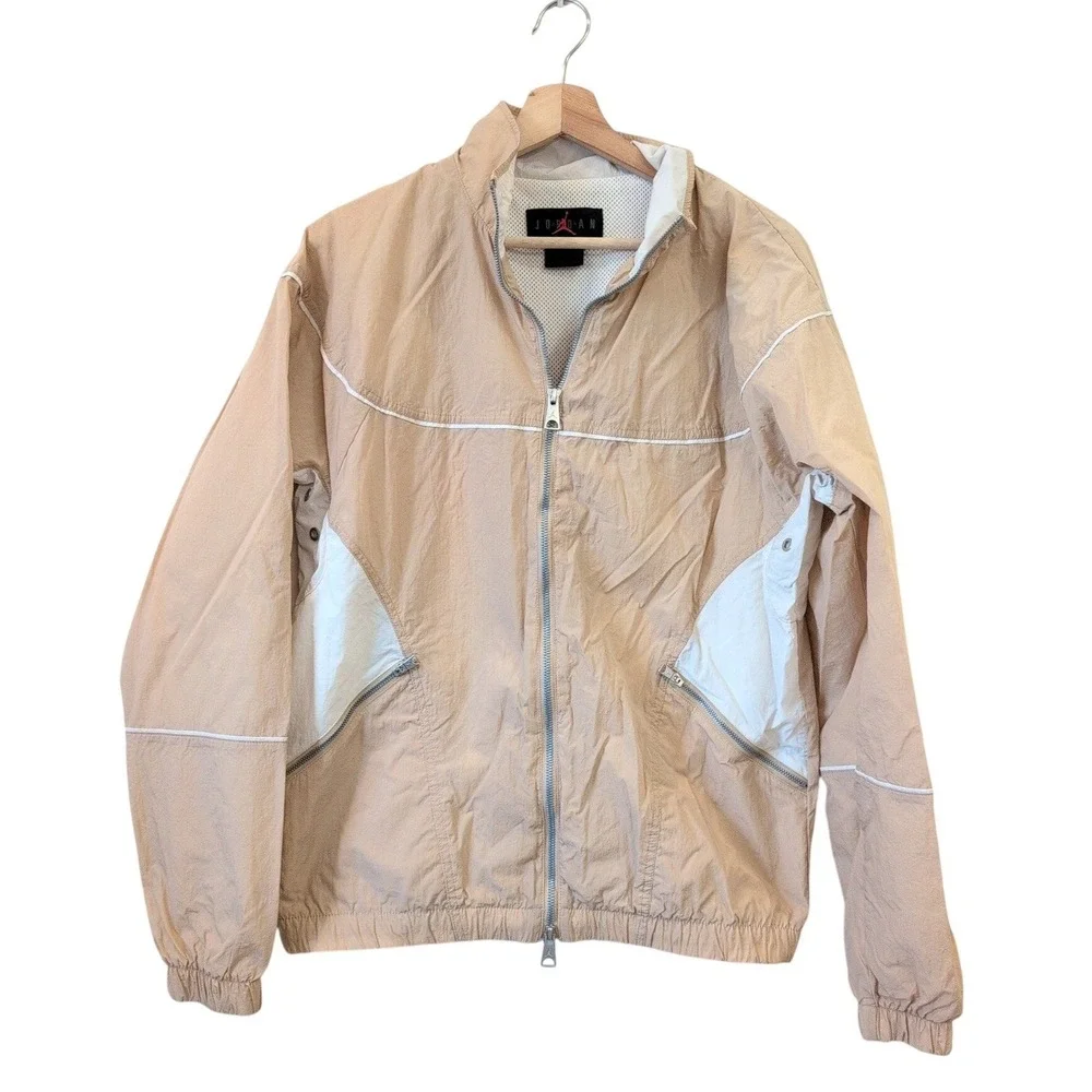Air Jordan Flight Heritage Windbreaker Warm Up Jacket Desert Tan White Small